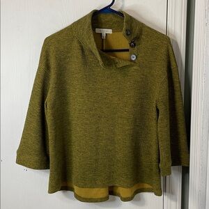 Anthropologie Eri + Ali Meyer Buttoned Pullover Olive Green Oversized Sweater XS